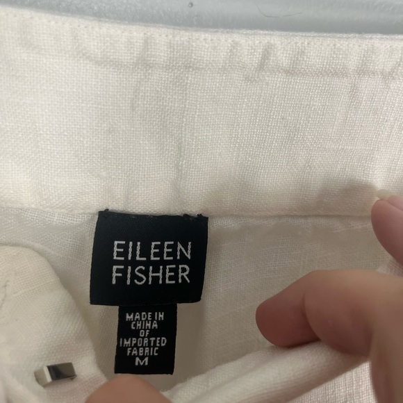 Eileen fisher 100% Irish linen white trouser pants size medium - Picture 2 of 7